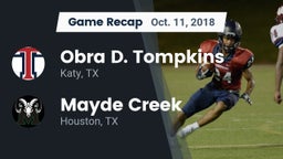 Recap: Obra D. Tompkins  vs. Mayde Creek  2018