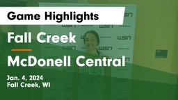 Fall Creek  vs McDonell Central  Game Highlights - Jan. 4, 2024