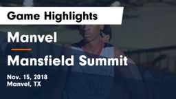 Manvel  vs Mansfield Summit  Game Highlights - Nov. 15, 2018