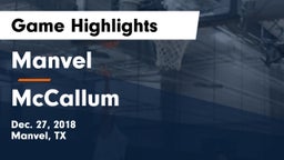 Manvel  vs McCallum  Game Highlights - Dec. 27, 2018