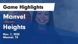 Manvel  vs Heights  Game Highlights - Nov. 7, 2020