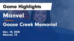 Manvel  vs Goose Creek Memorial  Game Highlights - Dec. 18, 2020