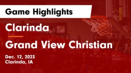 Clarinda  vs Grand View Christian Game Highlights - Dec. 12, 2023