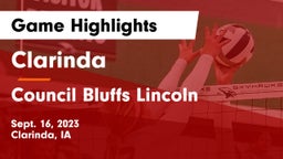 Clarinda  vs Council Bluffs Lincoln  Game Highlights - Sept. 16, 2023