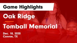 Oak Ridge  vs Tomball Memorial  Game Highlights - Dec. 18, 2020