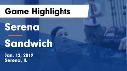 Serena  vs Sandwich  Game Highlights - Jan. 12, 2019