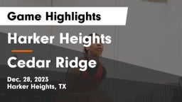 Harker Heights  vs Cedar Ridge  Game Highlights - Dec. 28, 2023