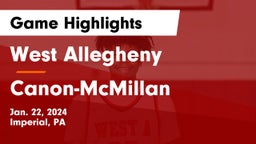 West Allegheny  vs Canon-McMillan  Game Highlights - Jan. 22, 2024
