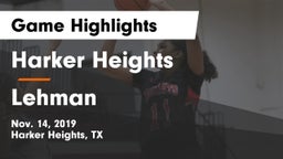 Harker Heights  vs Lehman  Game Highlights - Nov. 14, 2019