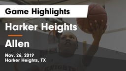 Harker Heights  vs Allen  Game Highlights - Nov. 26, 2019
