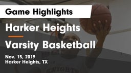 Harker Heights  vs Varsity Basketball Game Highlights - Nov. 15, 2019