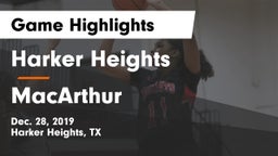 Harker Heights  vs MacArthur  Game Highlights - Dec. 28, 2019