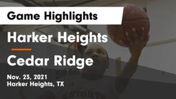 Harker Heights  vs Cedar Ridge  Game Highlights - Nov. 23, 2021