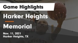 Harker Heights  vs Memorial  Game Highlights - Nov. 11, 2021