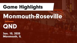 Monmouth-Roseville  vs QND Game Highlights - Jan. 10, 2020