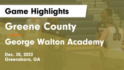 Greene County  vs George Walton Academy  Game Highlights - Dec. 20, 2022