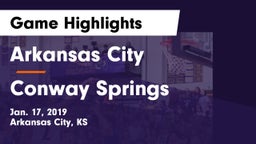 Arkansas City  vs Conway Springs  Game Highlights - Jan. 17, 2019