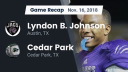 Recap: Lyndon B. Johnson  vs. Cedar Park  2018