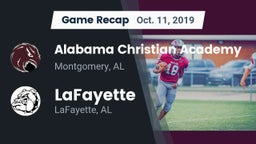 Recap: Alabama Christian Academy  vs. LaFayette  2019
