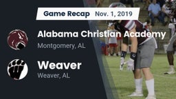 Recap: Alabama Christian Academy  vs. Weaver  2019