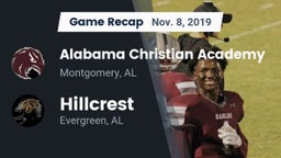 Recap: Alabama Christian Academy  vs. Hillcrest  2019