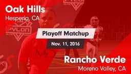 Matchup: Oak Hills High vs. Rancho Verde  2016