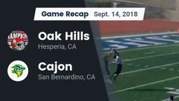 Recap: Oak Hills  vs. Cajon  2018