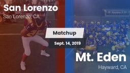 Matchup: San Lorenzo High vs. Mt. Eden  2019