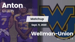 Matchup: Anton  vs. Wellman-Union  2020