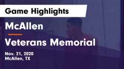 McAllen  vs Veterans Memorial  Game Highlights - Nov. 21, 2020