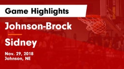 Johnson-Brock  vs Sidney  Game Highlights - Nov. 29, 2018