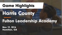 Harris County  vs Fulton Leadership Academy Game Highlights - Nov 19, 2016