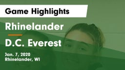 Rhinelander  vs D.C. Everest  Game Highlights - Jan. 7, 2020
