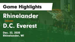 Rhinelander  vs D.C. Everest  Game Highlights - Dec. 22, 2020