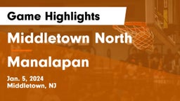 Middletown North  vs Manalapan  Game Highlights - Jan. 5, 2024