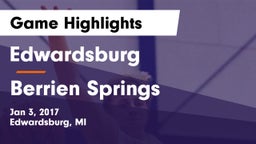 Edwardsburg  vs Berrien Springs  Game Highlights - Jan 3, 2017