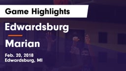 Edwardsburg  vs Marian  Game Highlights - Feb. 20, 2018
