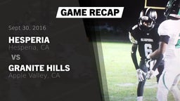 Recap: Hesperia  vs. Granite Hills  2016