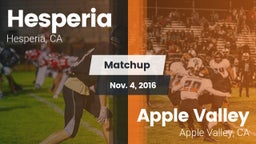 Matchup: Hesperia  vs. Apple Valley  2016