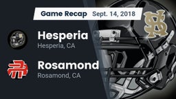 Recap: Hesperia  vs. Rosamond  2018