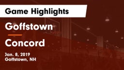 Goffstown  vs Concord  Game Highlights - Jan. 8, 2019
