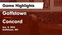 Goffstown  vs Concord  Game Highlights - Jan. 8, 2024