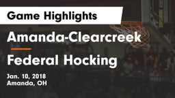 Amanda-Clearcreek  vs Federal Hocking  Game Highlights - Jan. 10, 2018