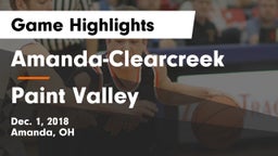 Amanda-Clearcreek  vs Paint Valley  Game Highlights - Dec. 1, 2018