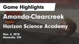 Amanda-Clearcreek  vs Horizon Science Academy  Game Highlights - Dec. 4, 2018