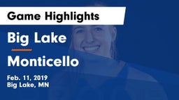 Big Lake  vs Monticello  Game Highlights - Feb. 11, 2019