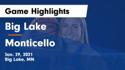 Big Lake  vs Monticello  Game Highlights - Jan. 29, 2021