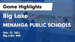 Big Lake  vs MENAHGA PUBLIC SCHOOLS Game Highlights - Feb. 22, 2021