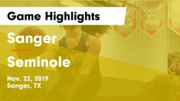 Sanger  vs Seminole  Game Highlights - Nov. 22, 2019