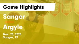 Sanger  vs Argyle  Game Highlights - Nov. 20, 2020
